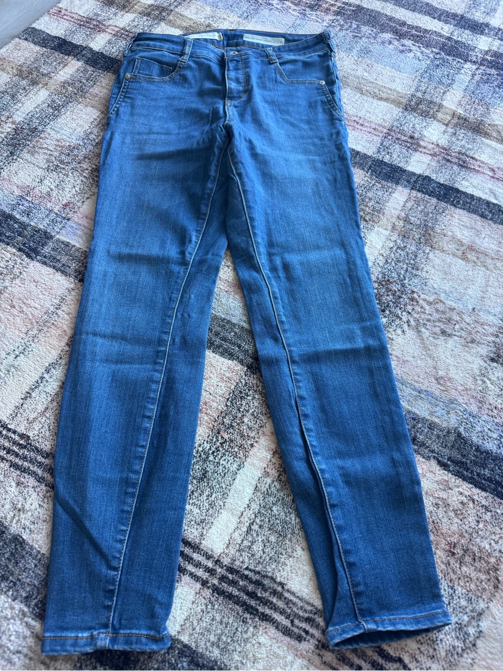 Pilcro and the Letterpress Straight Leg Jeans in Medium Blue